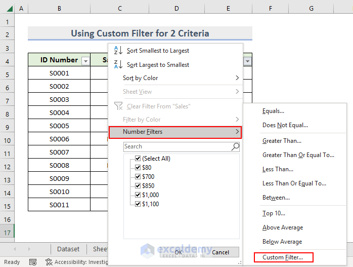 How to Use Custom Autofilter in Excel for More Than 2 Criteria