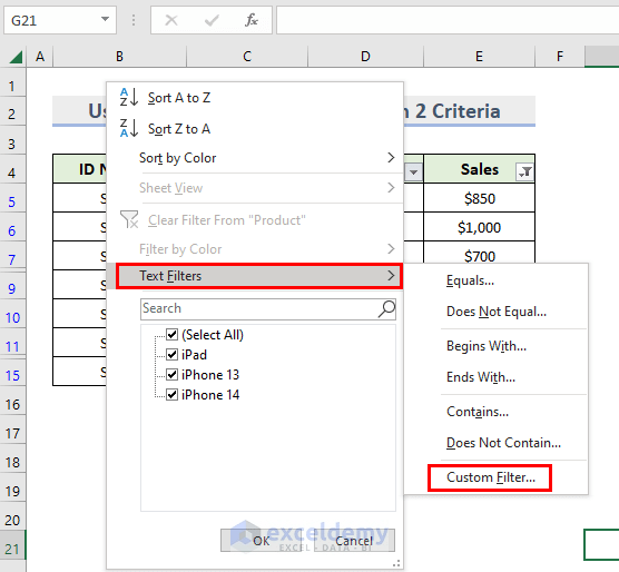 How to Use Custom Autofilter in Excel for More Than 2 Criteria