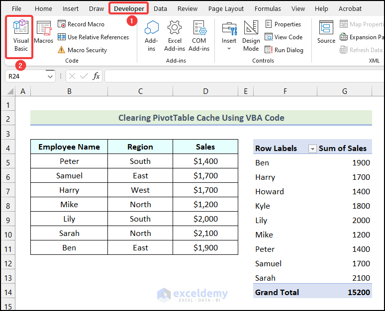 How to Clear Pivot Table Cache Using VBA in Excel