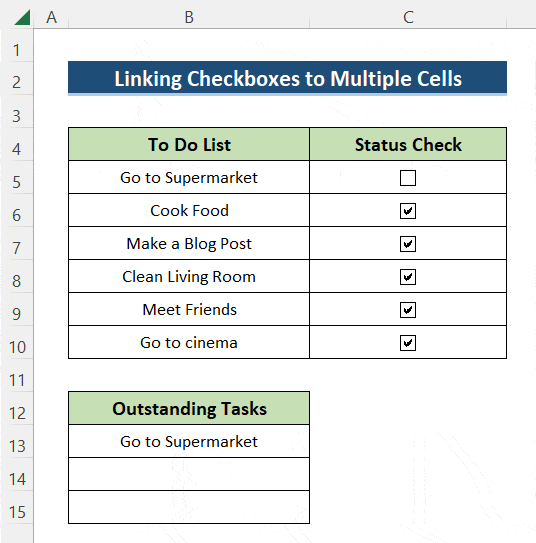 How to Link Checkboxes to Multiple Cells in Excel