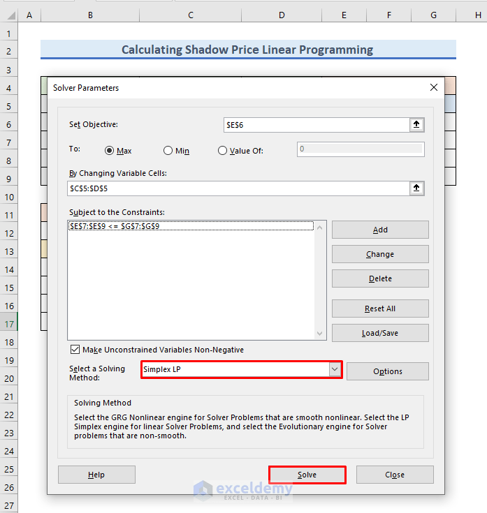 How to Calculate Shadow Price Linear Programming in Excel