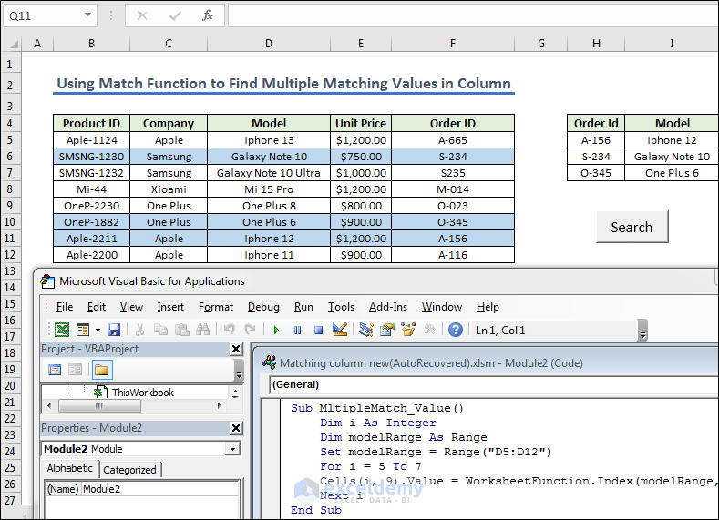 Excel VBA to Find Matching Value in Column (8 Examples)
