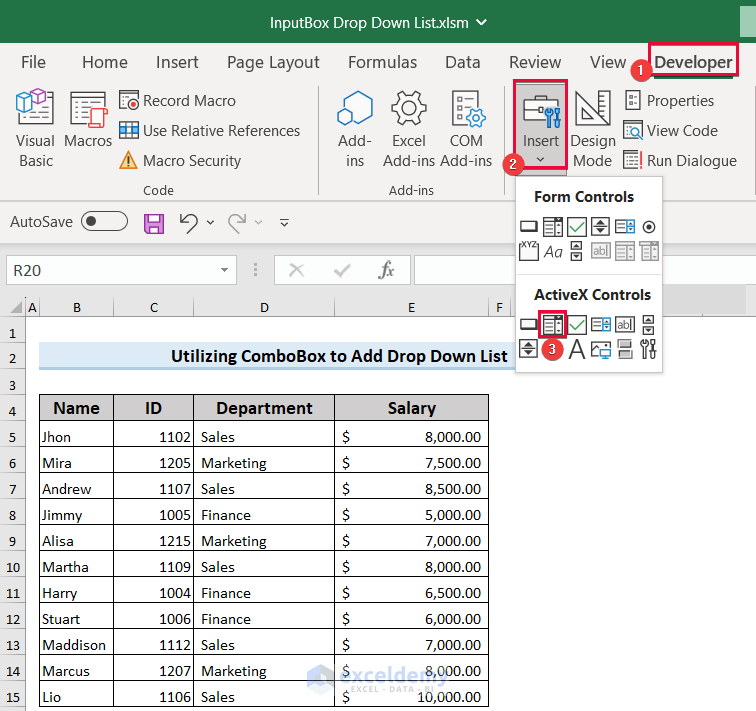 How to Get an Excel VBA Input Box with a DropDown List 2 Methods