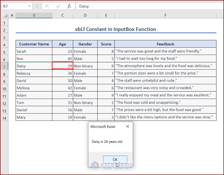 Excel VBA InputBox with Multiple Lines (3 Examples) ExcelDemy