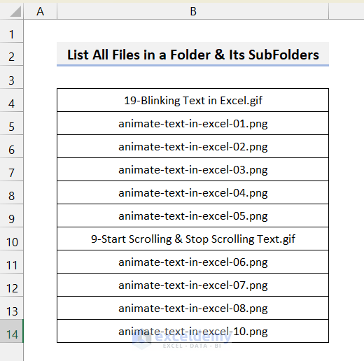 How to Use Excel VBA to List Files in a Folder 4 Methods