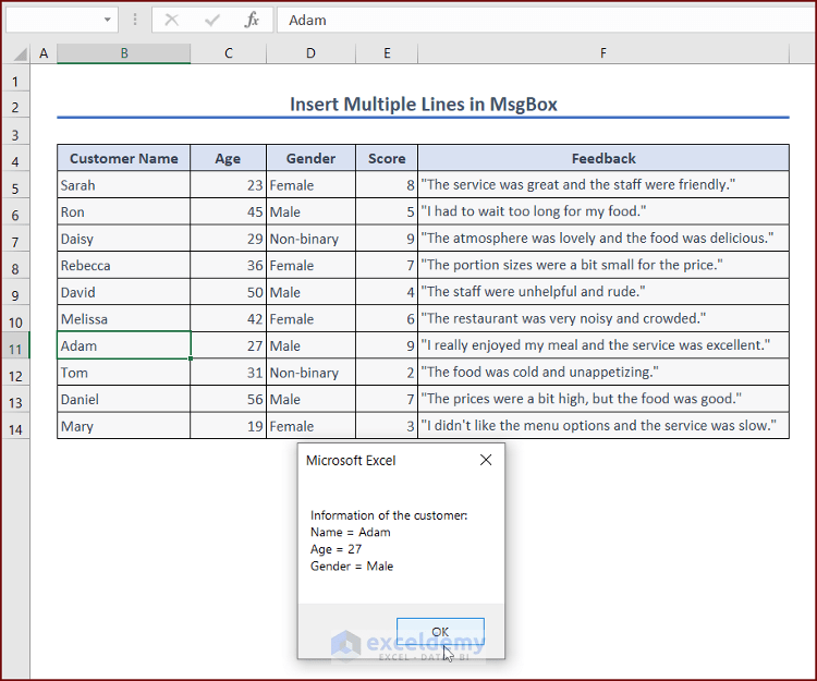 Excel VBA InputBox with Multiple Lines (3 Examples) ExcelDemy