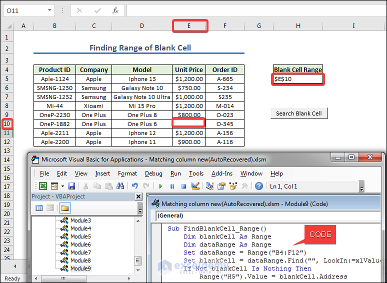 Excel VBA to Find Matching Value in Column 8 Examples
