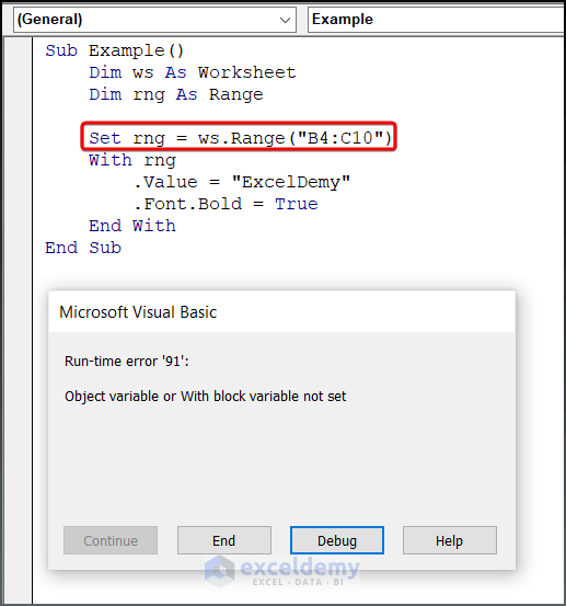 How to Fix If VBA 'Object Variable' or the 'With Block Variable' Not