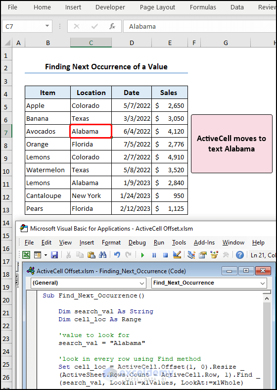 Using the Excel VBA ActiveCell Offset Property 13 Examples