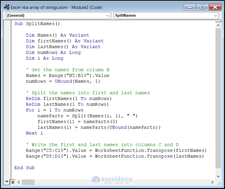 Excel VBA Array of Strings (4 Examples) ExcelDemy