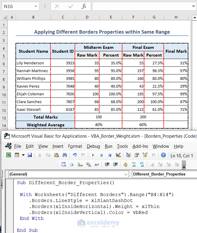 How to Use Excel VBA Border Weight Property (8 Methods)