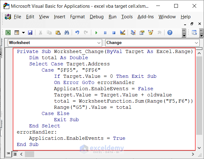 How to Interact with a Target Cell Using Excel VBA (9 Examples) ExcelDemy