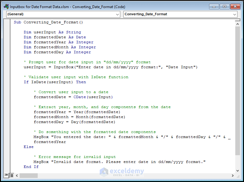 Excel VBA InputBox Date Format 6 Methods ExcelDemy