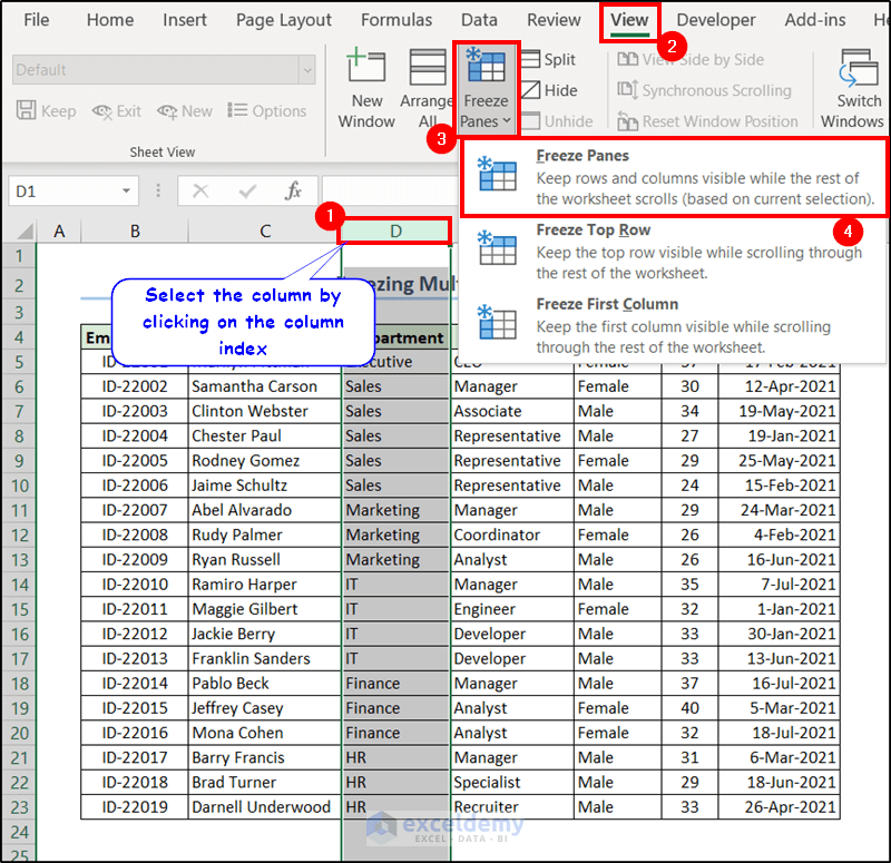 How to Freeze Selected Panes in Excel (4 Suitable Examples)