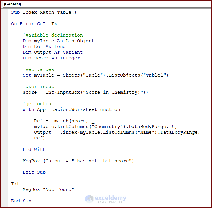 How to Use the Excel VBA Index Match with Array (4 Methods) ExcelDemy