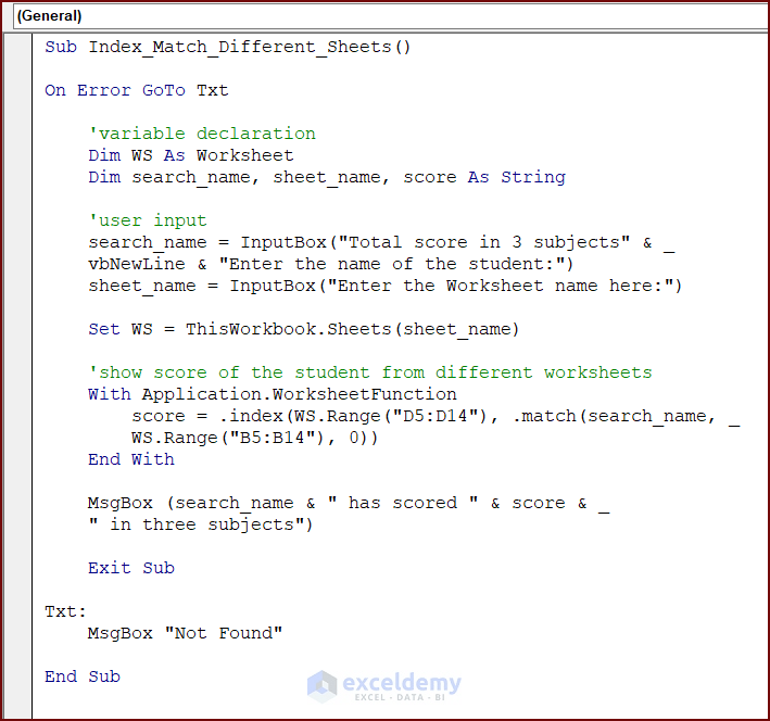 How to Use the Excel VBA Index Match with Array (4 Methods) ExcelDemy