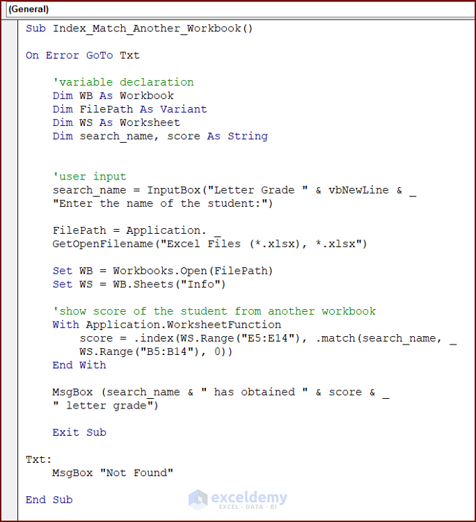 How to Use the Excel VBA Index Match with Array (4 Methods) ExcelDemy