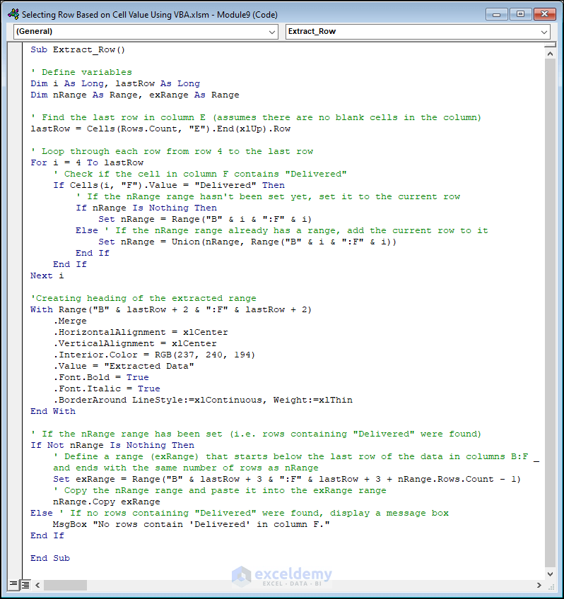 Excel VBA Select Row Based on Cell Value (3 Ways) ExcelDemy