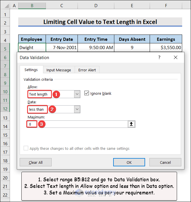 How to Limit Cell Value in Excel (7 Suitable Examples)