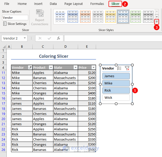 How to Change the Slicer Color in Excel 2 Steps