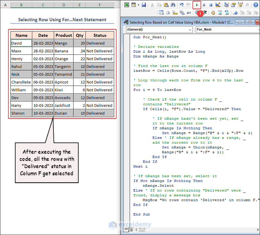 Excel VBA Select Row Based on Cell Value (3 Ways) - ExcelDemy