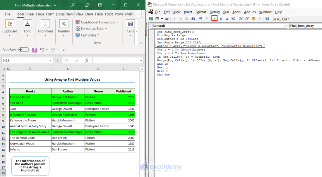 Excel VBA to Find Multiple Values in Range (4 Examples)