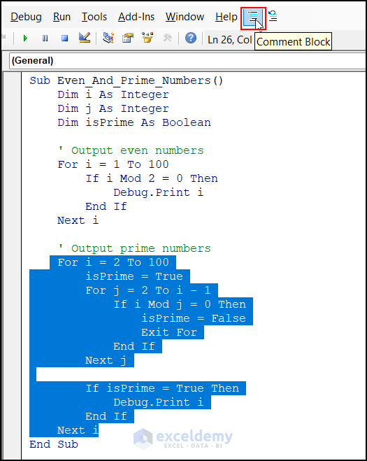 Excel VBA to Comment Multiple Lines (3 Quick Steps) ExcelDemy