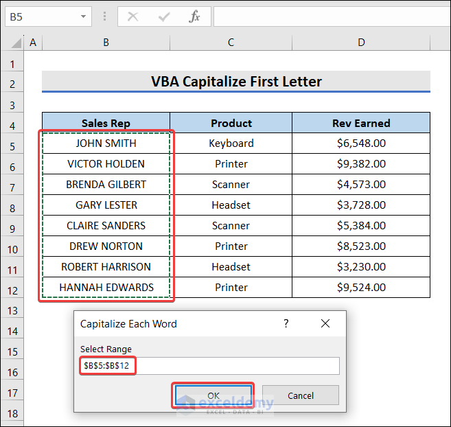Applying Automatic Uppercase in Excel VBA 2 Examples ExcelDemy
