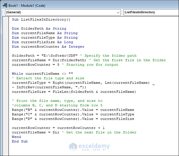 Excel VBA to List Files in the Folder and Subfolders 3 Examples