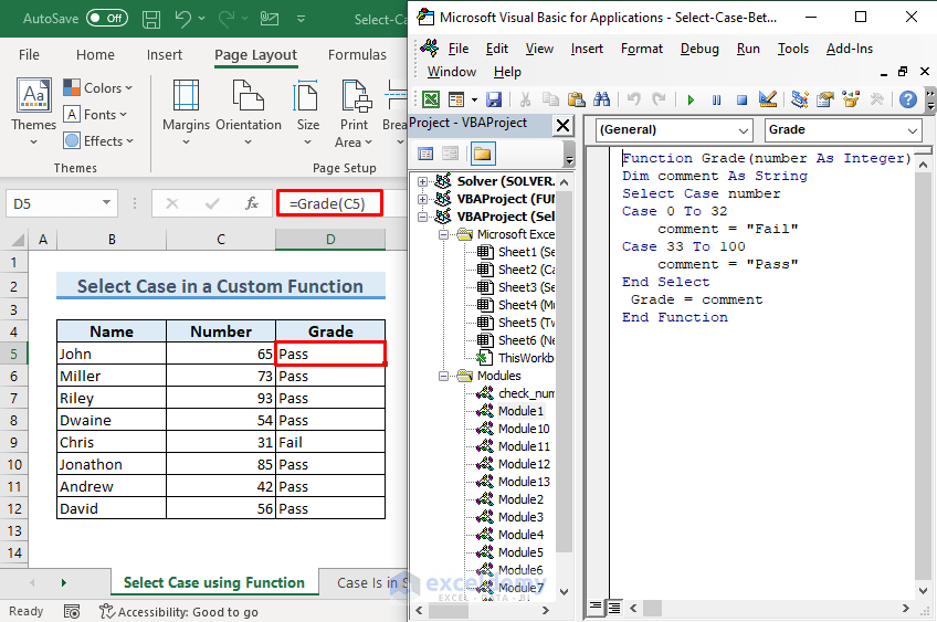 Excel VBA Select Case Between Two Values (6 Examples)