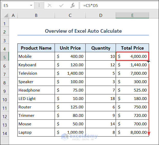 Excel Auto Calculate (6 Easy Ways) ExcelDemy