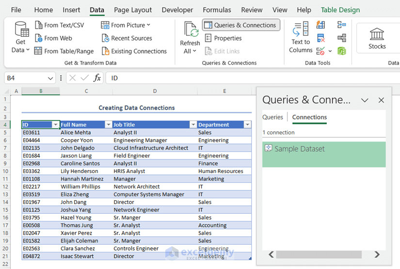 Excel Data Connections (Create, Refresh, Manage & Remove) - ExcelDemy