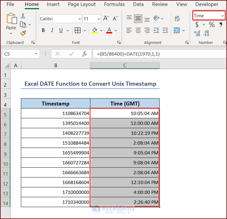 Excel Convert Timestamp to Time (4 Easy Ways) ExcelDemy