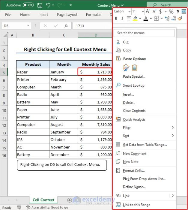 Context Menu in Excel (All Things to Know) ExcelDemy