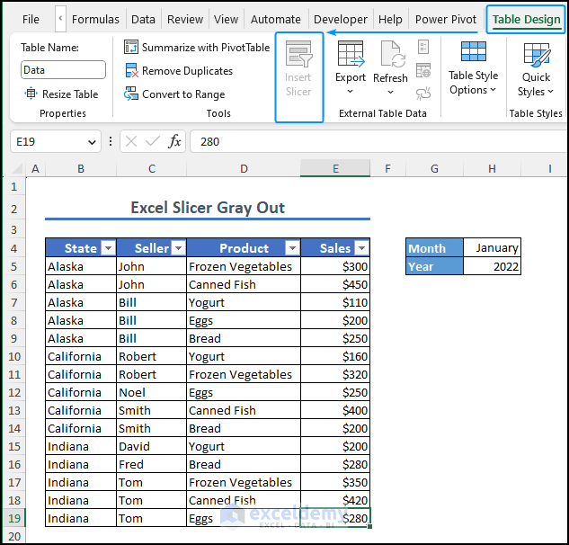 Excel Slicer Greyed Out 2 Methods ExcelDemy