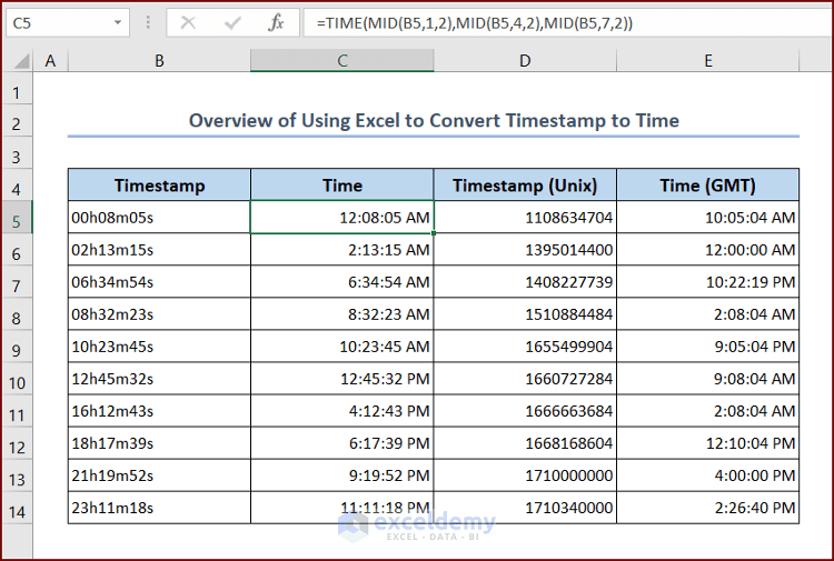 Excel Convert Timestamp to Time (4 Easy Ways) ExcelDemy