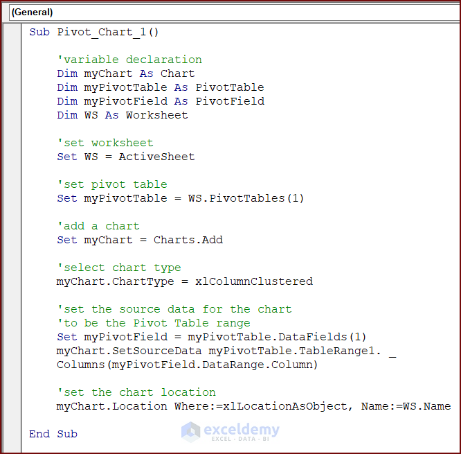 Use Excel VBA to Create Chart from Pivot Table ExcelDemy