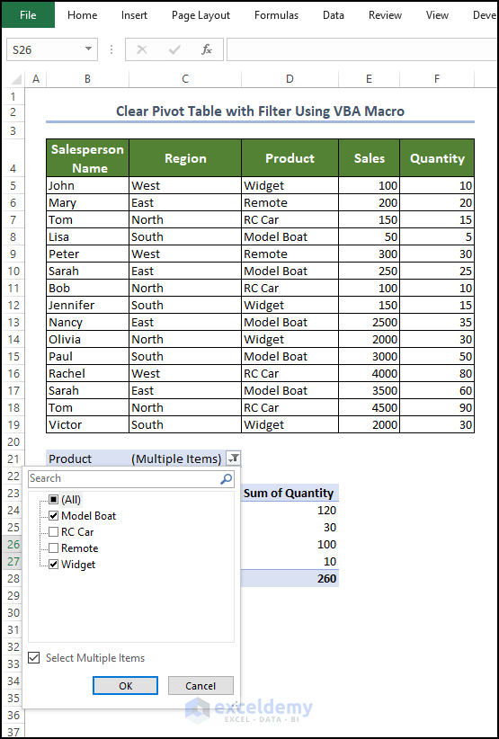 How to Use Excel VBA to Filter a Pivot Table (5 Examples) ExcelDemy