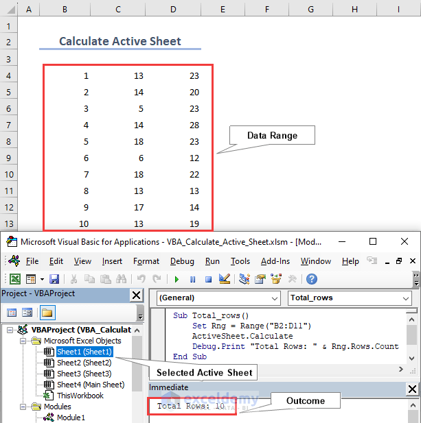 Excel VBA to Calculate Active Sheet (6 Practical Applications) ExcelDemy