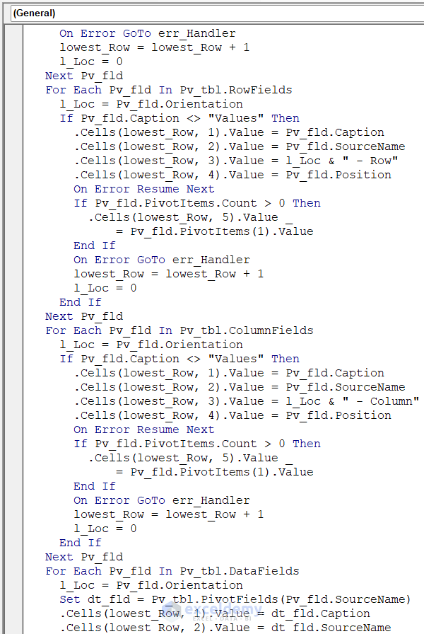 Excel VBA to Get Pivot Table Field Names (3 Easy Methods) ExcelDemy