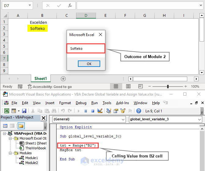 Excel VBA Declare Global Variable and Assign Value 2 Ways ExcelDemy