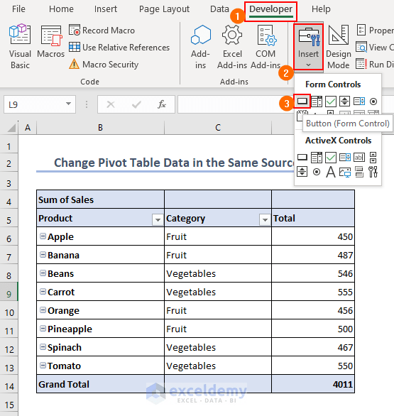 Using Excel VBA to Change the Pivot Table Source 2 Methods ExcelDemy