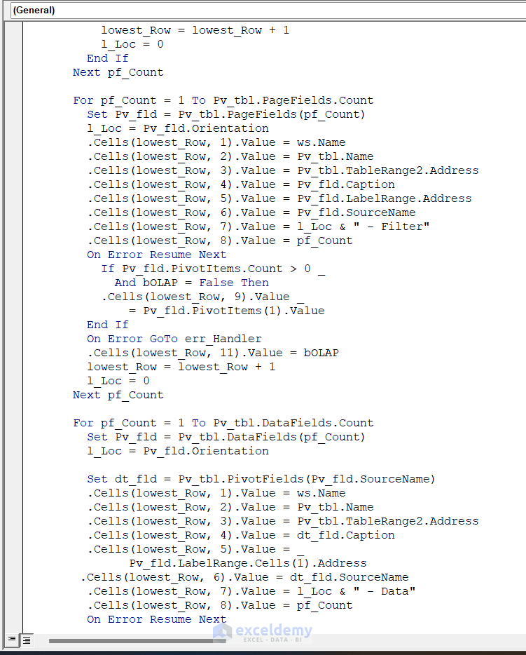 Excel VBA to Get Pivot Table Field Names (3 Easy Methods) ExcelDemy