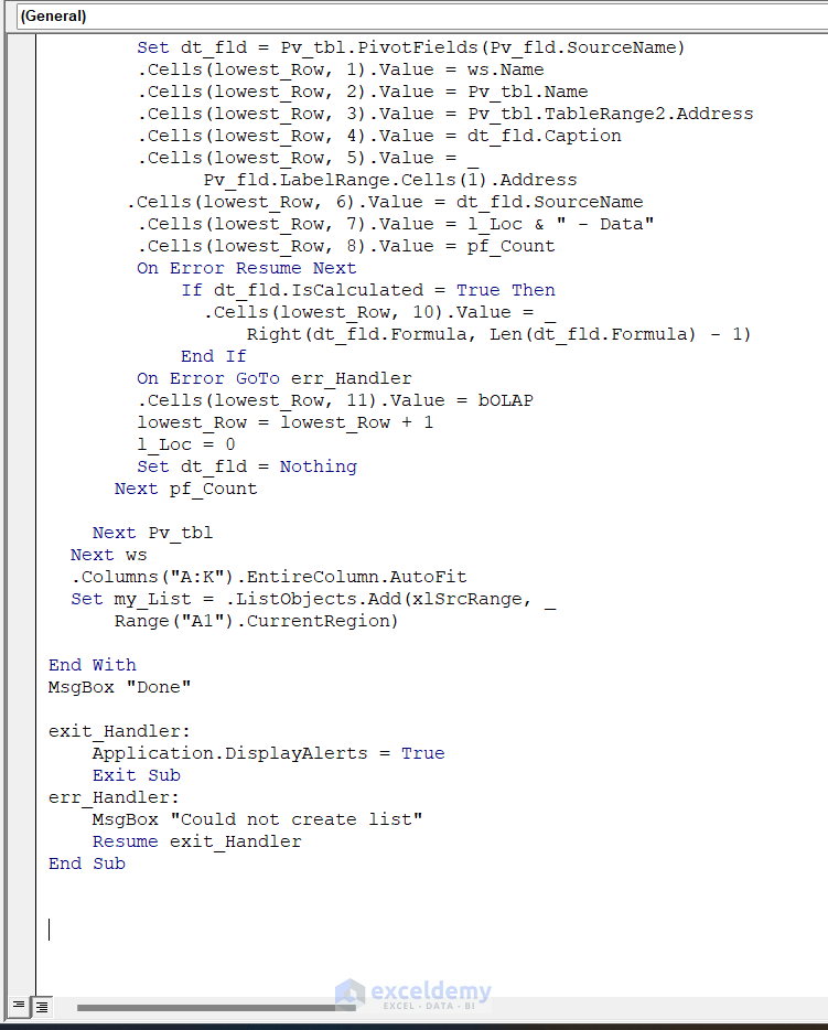 Excel VBA to Get Pivot Table Field Names (3 Easy Methods) ExcelDemy