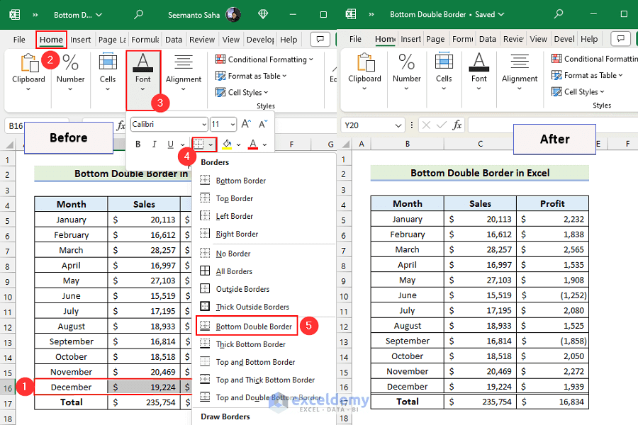 How to Apply a Bottom Double Border in Excel 2 Methods ExcelDemy