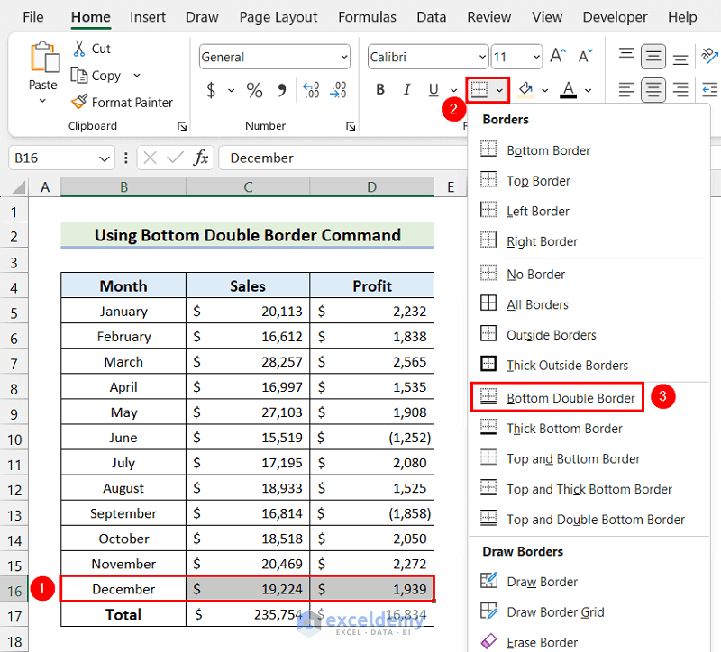 How to Apply a Bottom Double Border in Excel 2 Methods ExcelDemy