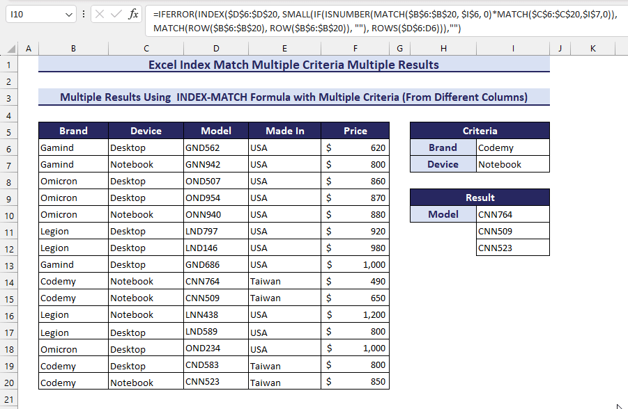 How to Use the Excel INDEX MATCH Function with Multiple Criteria and