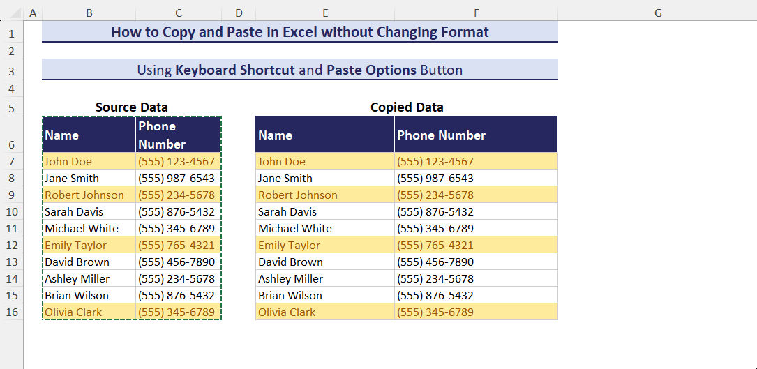 How to Copy and Paste Without Changing the Format in Excel 4 Methods