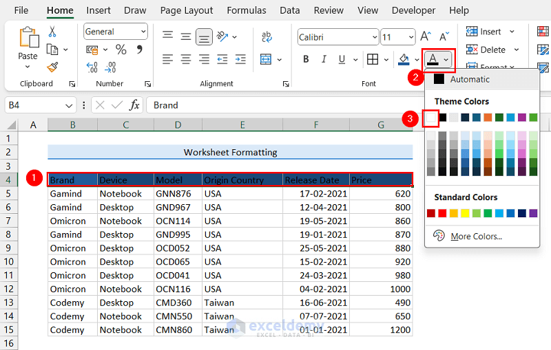 Formatting Worksheet in Excel 11 Examples ExcelDemy