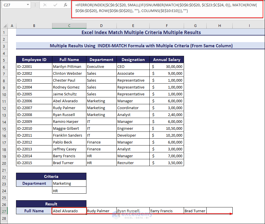 How to Use the Excel INDEX MATCH Function with Multiple Criteria and Multiple Results